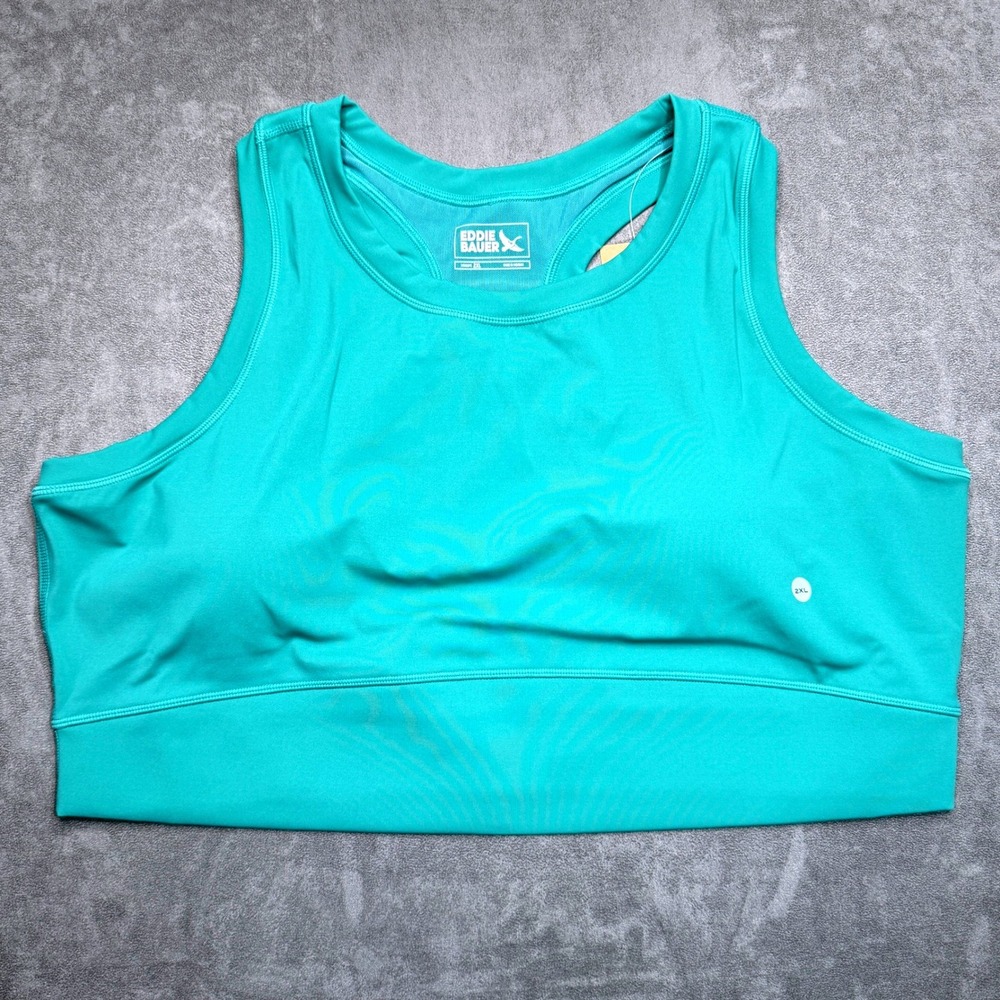 Eddie Bauer Guide Trex Sports Bra Top Women 2XL Clover Green Racerback Mesh NEW